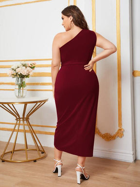 Vestido Plus Size Assimétrico com Cinto e Estilo Envelope, Simples e Elegante