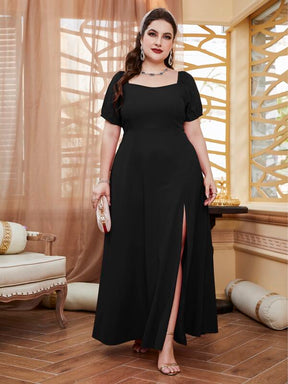 Vestido Plus Size Simples e Elegante com Abertura Lateral