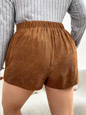 Skort Plus Size de Bombazina com Cintura Alta e Efeito Transpassado