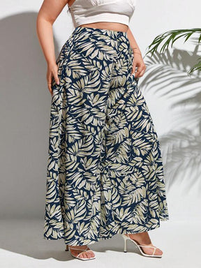 Calça Plus Size com Estampa Tropical e Pernas Largas