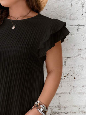 Vestido Plus Size em Linha A com Babados e Tecido Texturizado