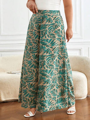 Calça Plus Size com Estampa Tropical e Pernas Largas