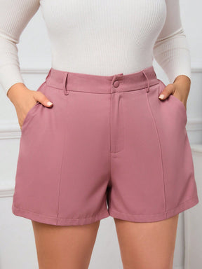 Shorts Plus Size Curto Casual de Perna Larga e Botão